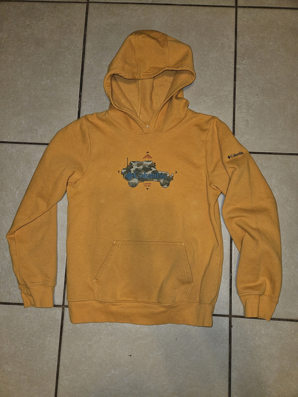 Columbia Yellow Kids Hooded Sweatshirt with Graphic Logo